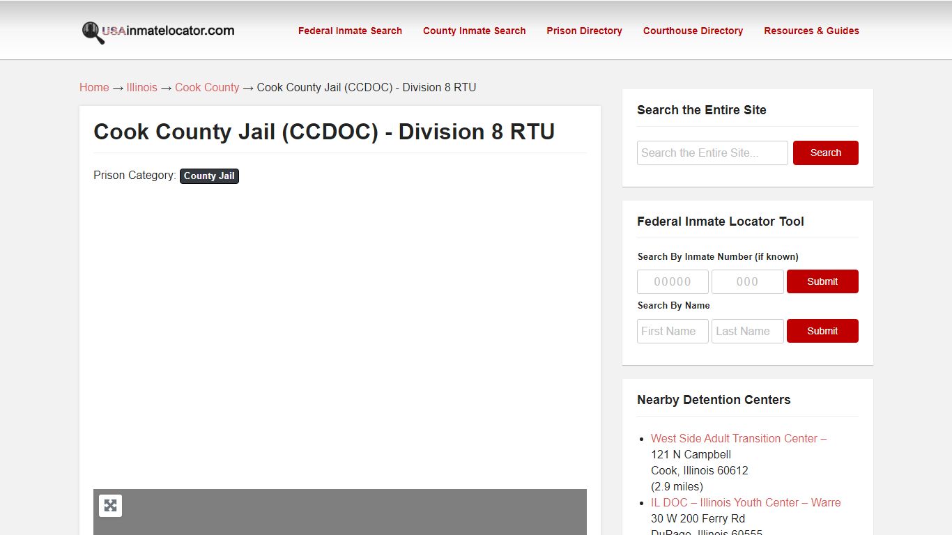 Cook County Jail (CCDOC) – Division 8 RTU | USA Inmate Locator